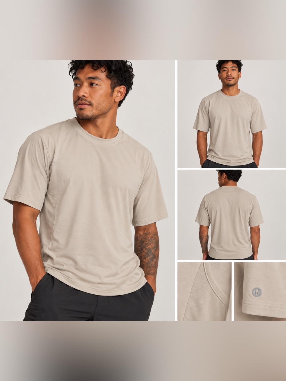 Lululemon Men’s Beige Tan Performance Short Sleeve Shirt Athletic Tee